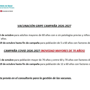 Vacunación Gripe y Covid campaña 2026/27